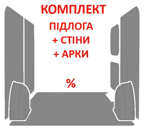 КОМПЛЕКТ 3в1 вантажного відсіку (підлога + стінки+ арки) Maison Ducato Crew Cab L3 (колісна база 4035 мм, довжина вантажного відсіку 2535мм)