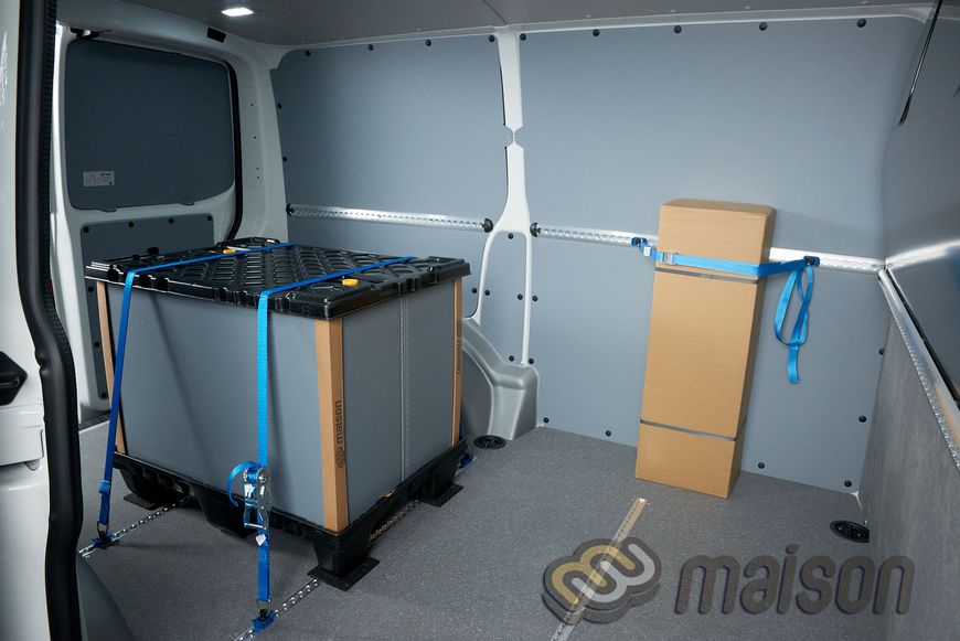 Підлогове покриття з алюмінієвими рейками T6.1 Transporter L2 (колісна база 3400мм, довжина вантажного відсіку 2943мм), товщина 12мм, ПОПЕРЕЧНІ