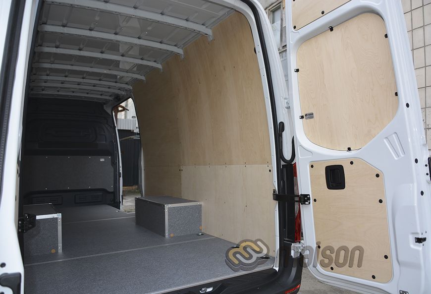 Wheel arch protection "rectangle" with aluminium frame Sprinter new L4 extra long RWD, twin wheels (2 pcs, plywood)