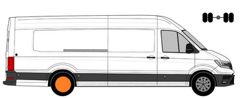 Crafter new L5 (LR UH, задній| 4 х 4 повний привід, довга колісна база зі звисом 4490мм, довжина вантажного відсіку 4855мм), спарені колеса