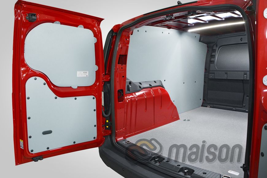 КОМПЛЕКТ 2в1 підлога + стіни фургона Caddy Cargo Maxi L2H1 (передній привід колісна база 2970мм, довжина вантажного відсіку 2150мм), розпашні двері