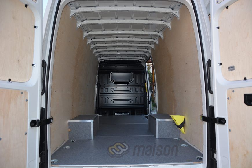 Фанерна обшивка стін фургона Crafter L5H3 (LR UH, передній привід, довга колісна база зі звисом 4490мм, довжина вантажного відсіку 4855мм) БЕЗ ПОКРИТТЯ, товщина 5 мм, висота H3