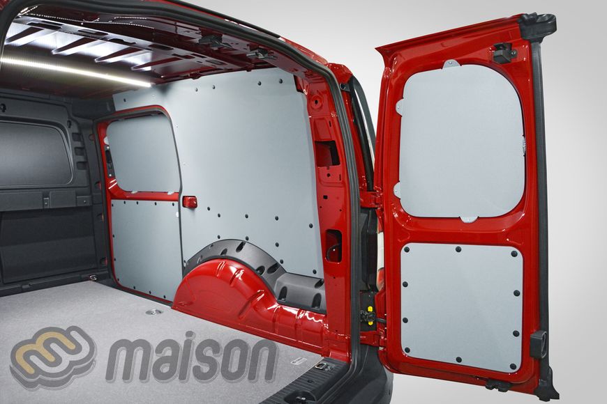 Пластикова обшивка стін фургона Caddy Cargo Maxi L2 (передній привід колісна база 2970мм, довжина вантажного відсіку 2150мм), розпашні двері