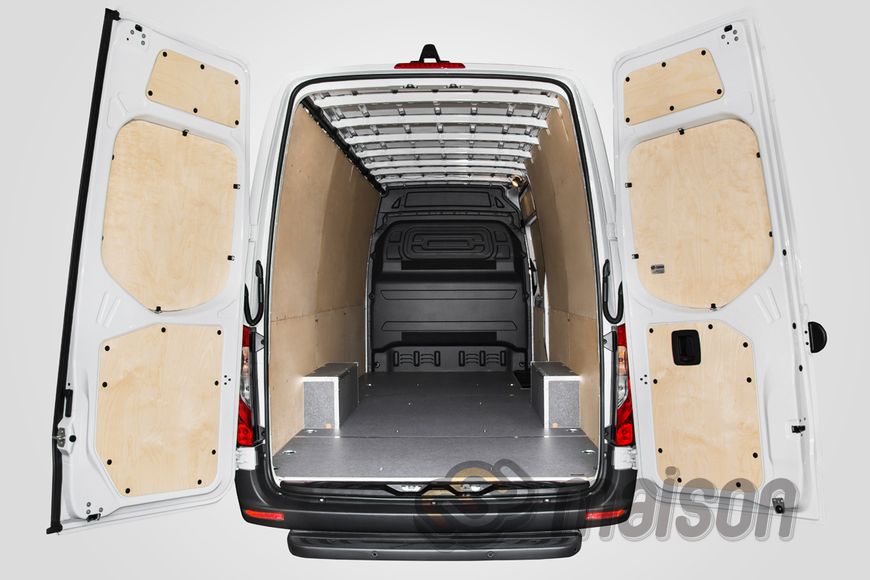 Wheel arch protection "rectangle" with aluminium frame Sprinter new L4 long RWD, single wheel (2 pcs, plywood)