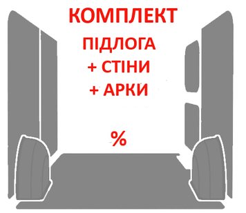 КОМПЛЕКТ 3в1 підлога + стіни + арки (HDPE) T6.1 Transporter L1H1 (колісна база 3000мм, довжина вантажного відсіку 2543мм), розпашні двері